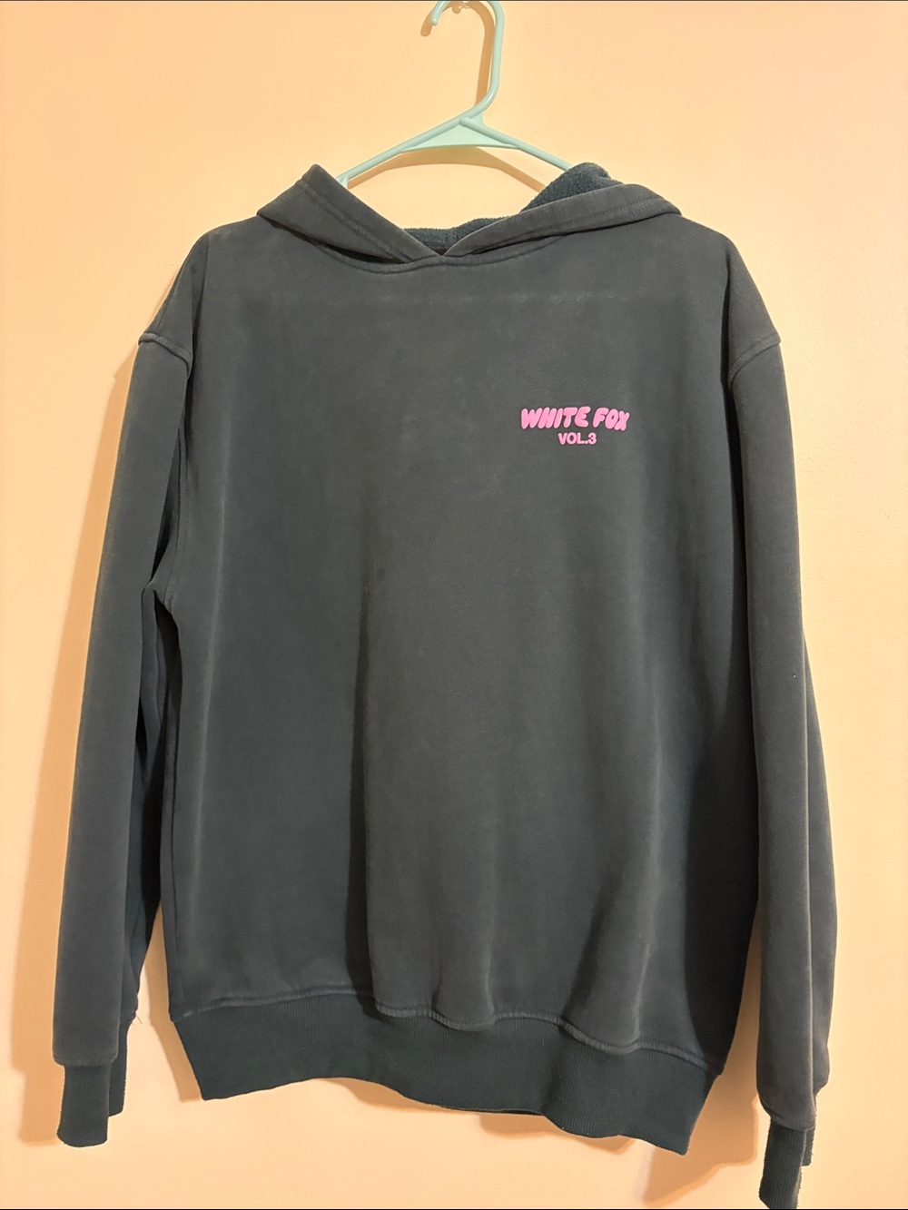 White Fox Boutique Green Hoodie with Pink Chest Logo